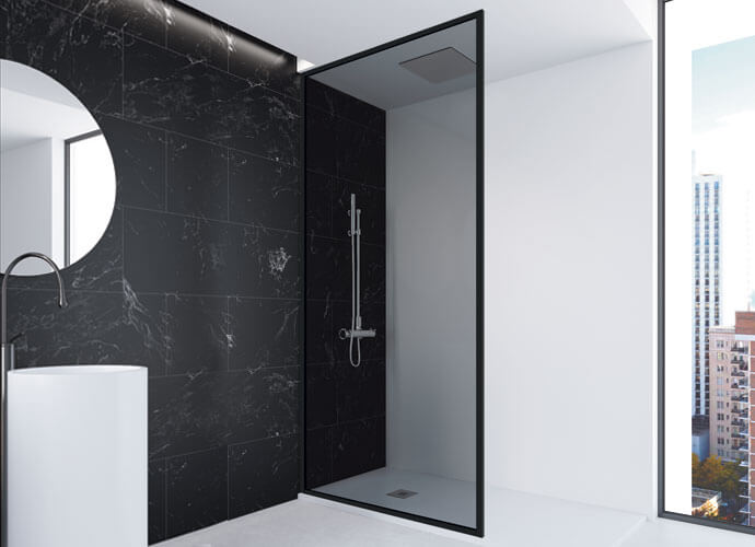 FIJOS NORDIC 7 Mampara ducha fijo suelo a techo y pared a medida Profiltek fn2016