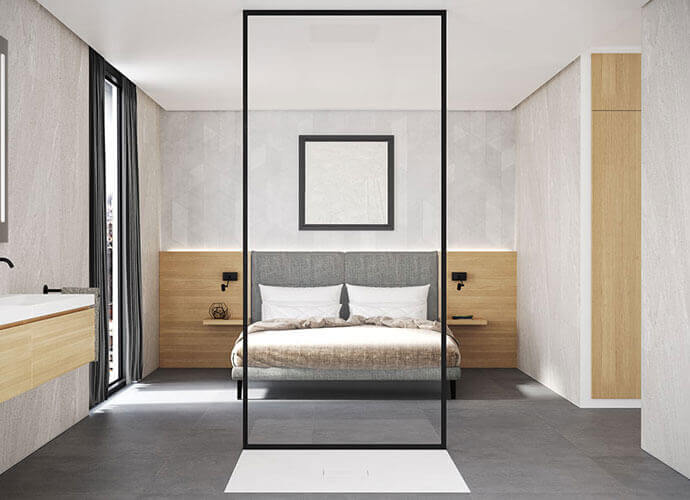 FIJOS NORDIC 6 Fijo de ducha perfil aluminio acabado negro Profiltek fn2015