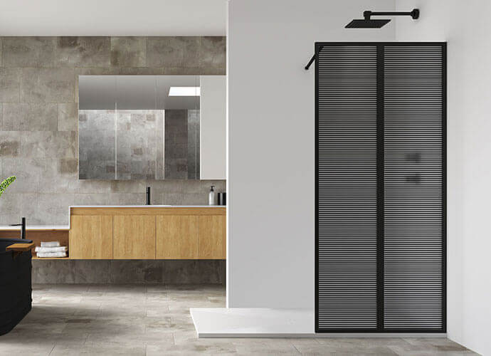 FIJOS NORDIC 5 Fijo de ducha perfil acabado negro con decorado imagik a medida Profiltek fn2002